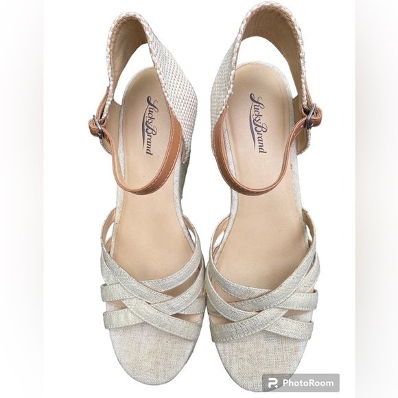 Lucky Brand KALLEY Wedge 4” Heel Espadrille Sandals Natural Beige Size 10 GUC!!! - Picture 15 of 15